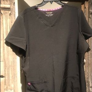 Heart & Soul Nurses Scrub Set - Top 2x - Pant L - Black/Pink